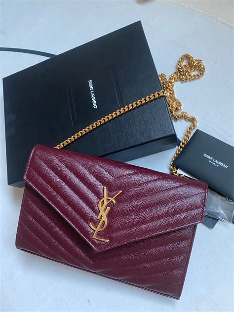 ysl monogram envelope chain wallet pink|YSL cassandra chain wallet.